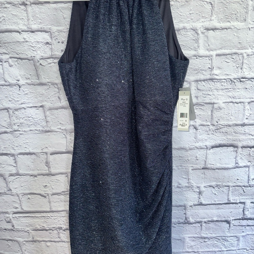NWT  Women's ELIZA J. OCCASION HALTER DRESS Size 6 GLITTER STEEL Retail $138 - Picture 2 of 4